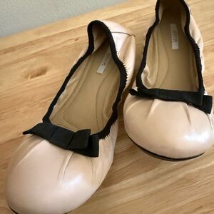 Elegant Cream Ballet Flats with Black Trim